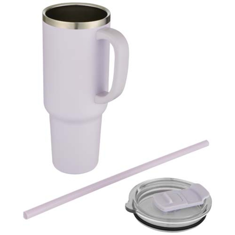 Tazza con isolamento sottovuoto in rame a doppia parete certificata RCS con cannuccia da 1200 ml Sydney - Gadget.it - 
