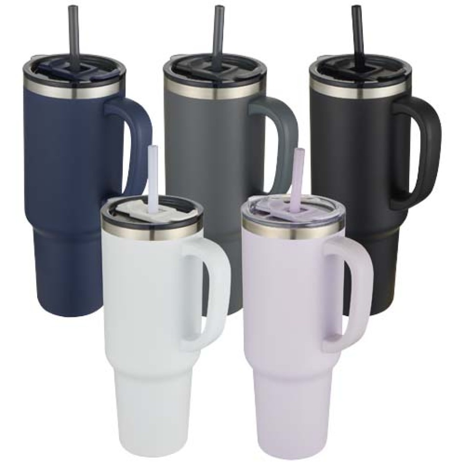 Tazza con isolamento sottovuoto in rame a doppia parete certificata RCS con cannuccia da 1200 ml Sydney - Gadget.it - 