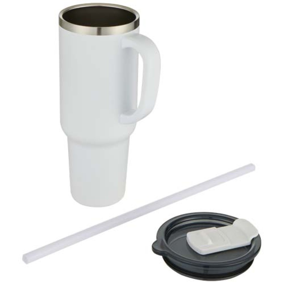 Tazza con isolamento sottovuoto in rame a doppia parete certificata RCS con cannuccia da 1200 ml Sydney - Gadget.it - 