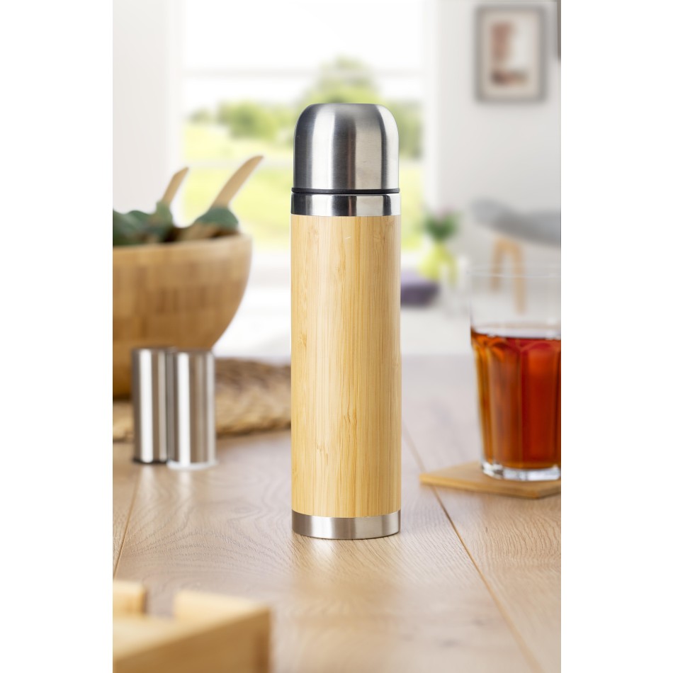 Thermos in acciaio inox e bamboo, capacità 400 ml Frederico - Gadget.it - 