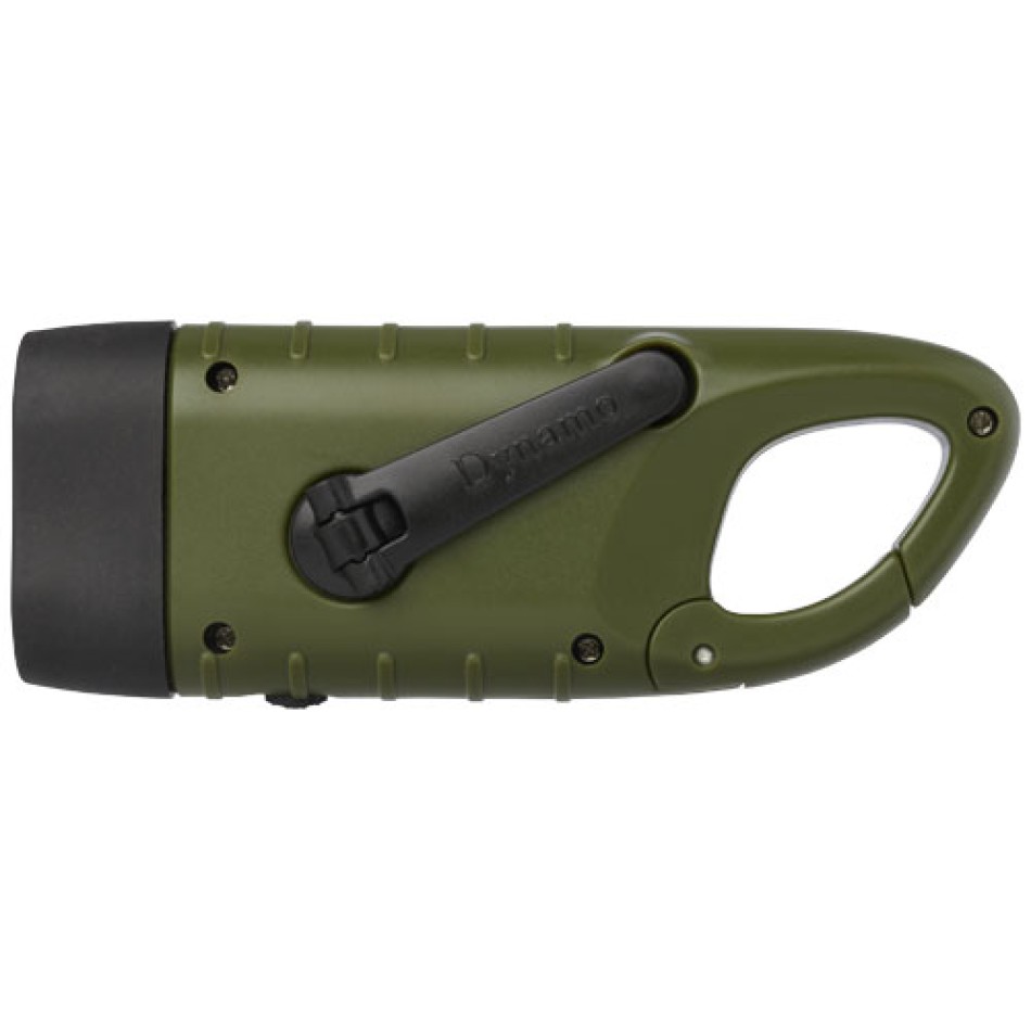 Torcia a dinamo solare con moschettone in plastica riciclata Helios - Gadget.it - 