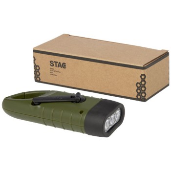 Torcia a dinamo solare con moschettone in plastica riciclata Helios - Gadget.it - 