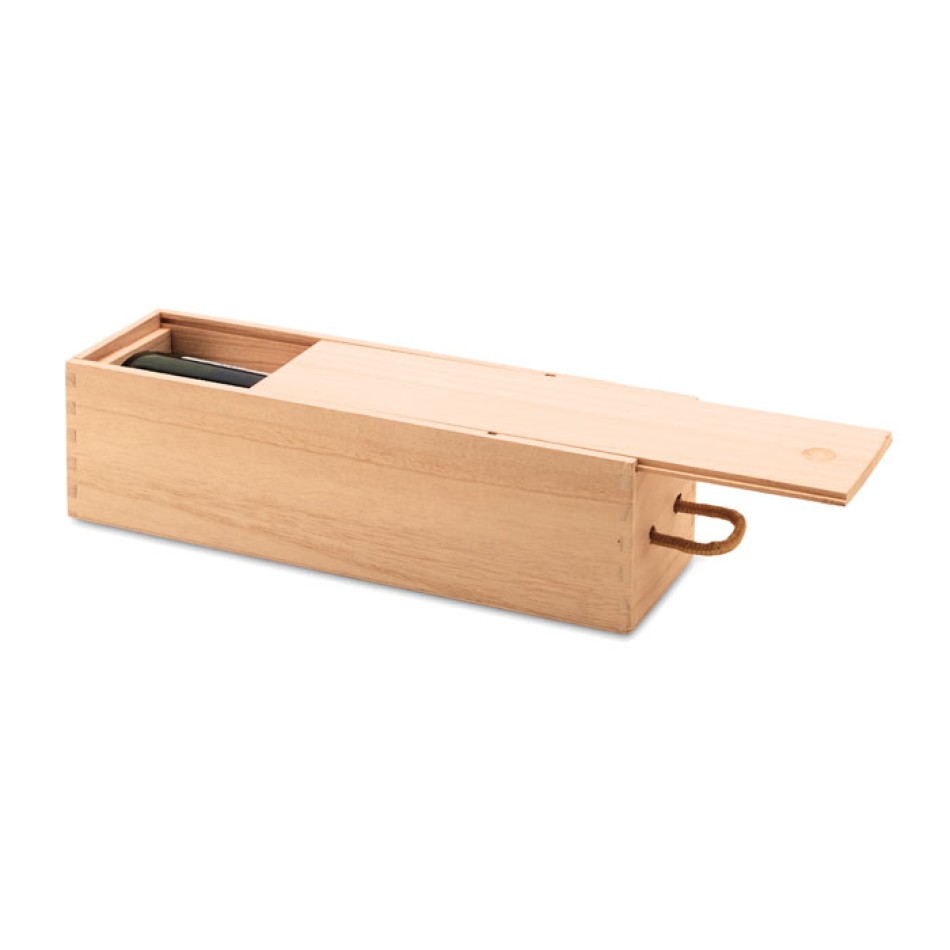 Scatola in Legno Paulownia per 1 Bottiglia di Vino con Cordino - Gadget.it - 